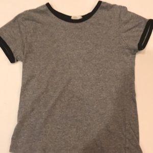 Gray tee with black collar